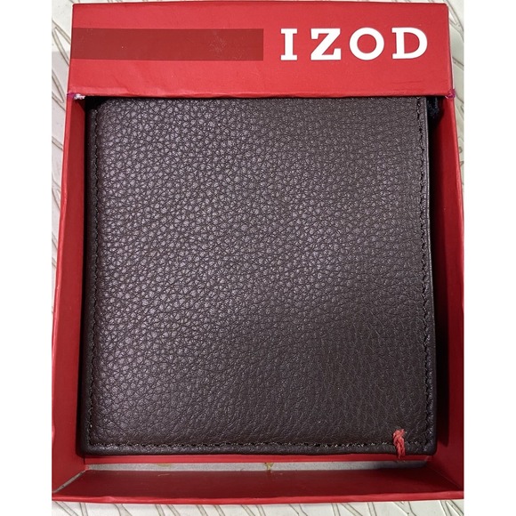 Izod Other - IZOD Genuine Leather Brown Bifold Wallet Cash ID Credit Card NEW 3.5x4.5"